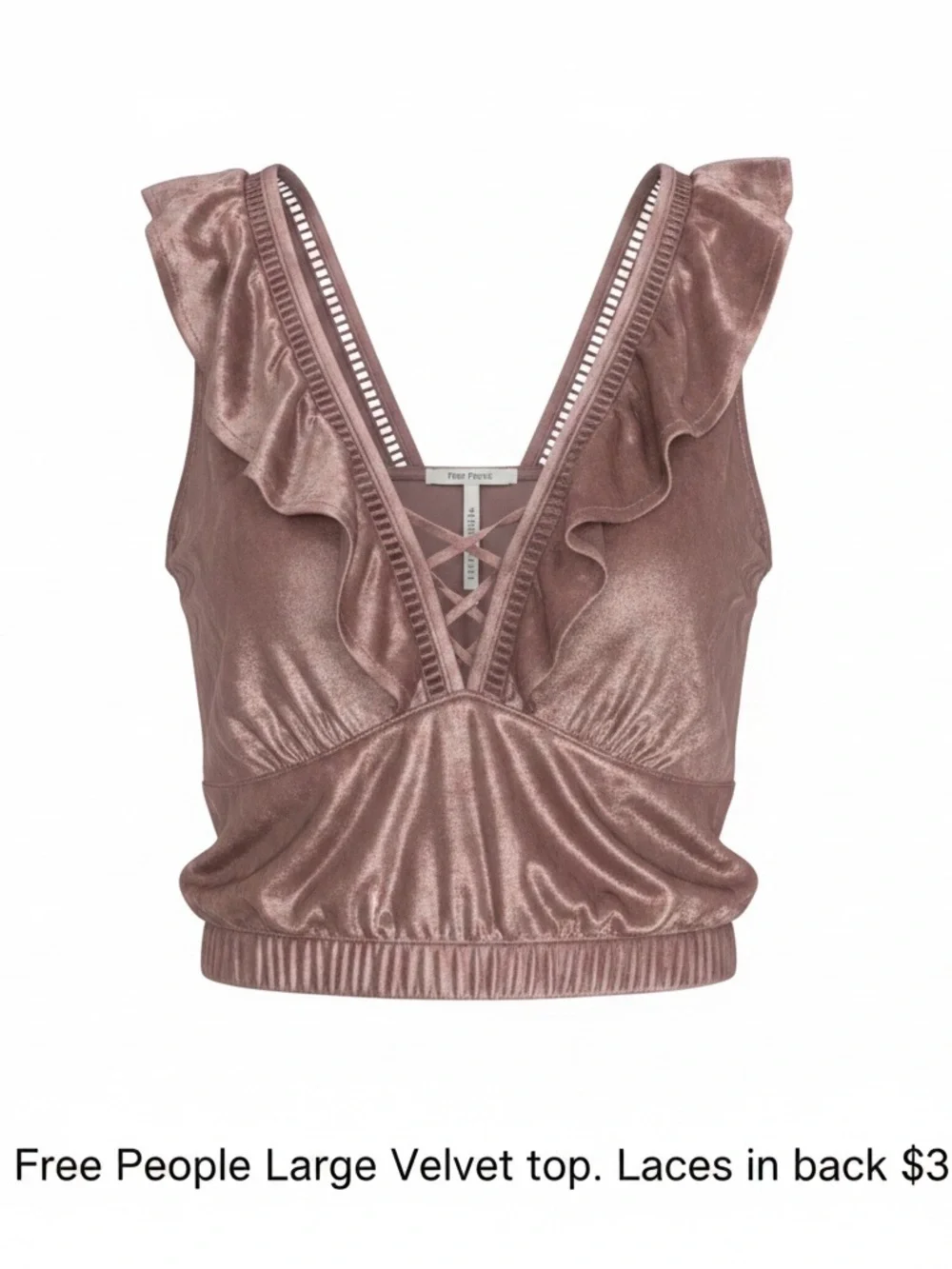 Free People Metallic Mauve Velvet Ruffle Tank